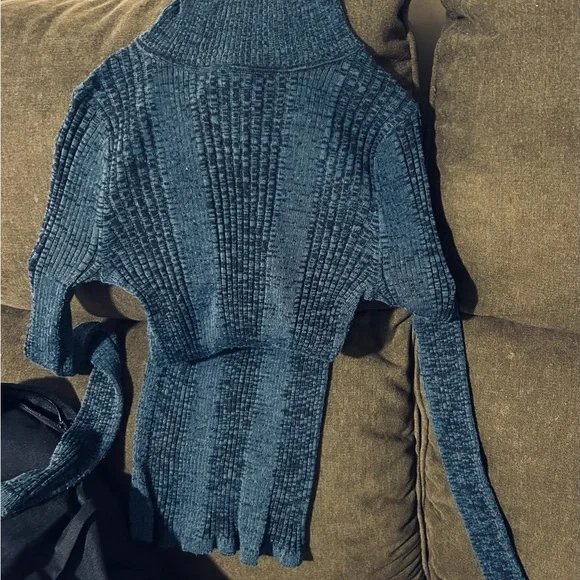 Twik Navy Ribbed Knit Top - Picture 2 of 7